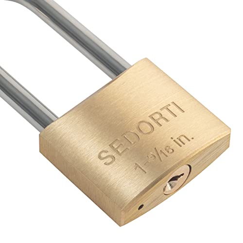 SEDORTI YNBSP140 Heavy Duty Weatherproof Brass & Stainless Steel Padlock, Marine Grade Rustproof Lock for Sheds, Storage & More