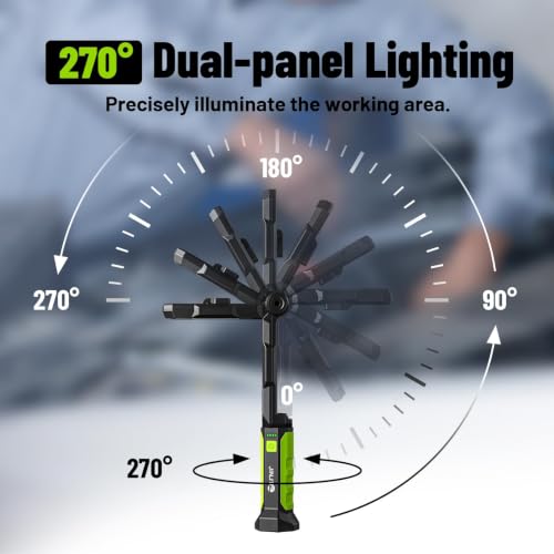 JINLITE Rechargeable Magnetic Work Light - Green, 2500LM LED Handheld Tool Lamp for Mechanics