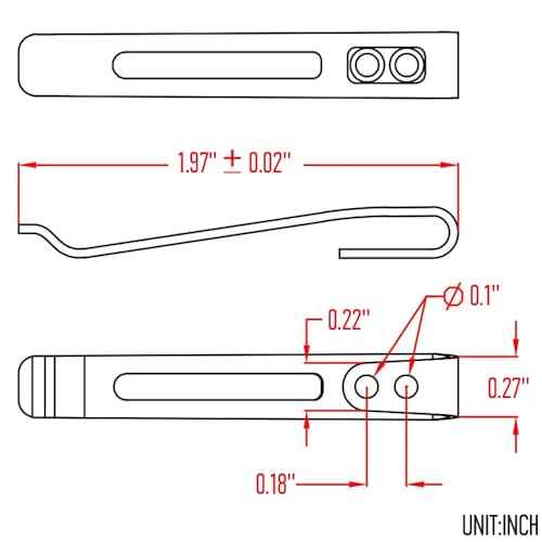 CIVIVI 2PCS Deep Carry Pocket Clip for Knives,Recessed Screw Hole Design, NO Screws Included CA-05C (Black)