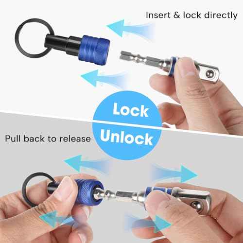 1/4 inch Hex Shank Bit Holders Keychain Quick-change Design for Nut Driver Screwdriver Drill Bit Gift for Men