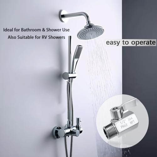 JUNHOME 1/2” Stainless Steel Shower Water Flow Control Valve - Leakproof, Durable