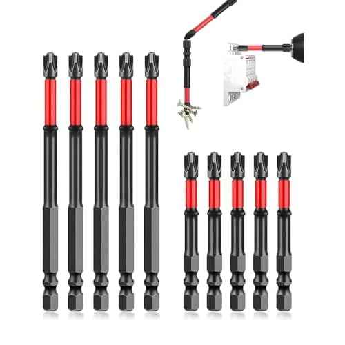 FPH2 Impact Screwdriver Bit Set - 10pcs S2 Steel Insulated Bits (65mm+110mm) for Electricians, 1/4" Hex Shank Magnetic Drill Bits for Circuit Breakers ? (10pic)