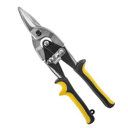 10 Inch Aviation Tin Snips, Heavy Duty Chrome Vanadium Steel Metal Cutter Shears for Cutting Sheet Metal, CR-V Straight Cut