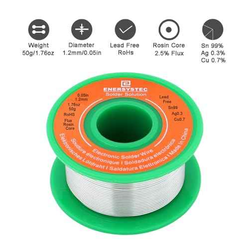 Lead Free Electronics Soldering Wire 1.2mm 50g, Rosin Flux Core Electrical Solder Wire Sn99 Ag0.3 Cu0.7 Electric Soldering Alloy Solder No Clean 0.05 Electronic Soldering