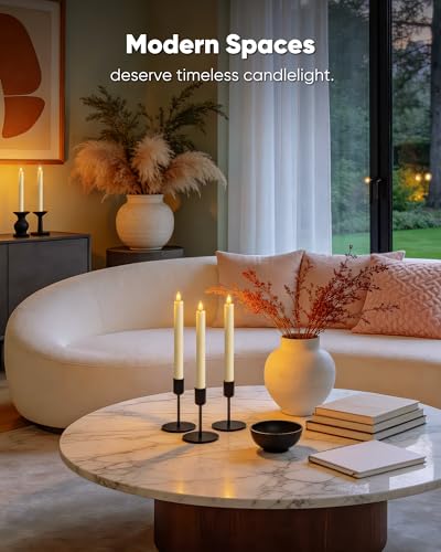 Homemory Ivory Flameless Taper Candles with Remote & Timer 2-Pack, 9.6" LED Flickering Candles for Home Decor