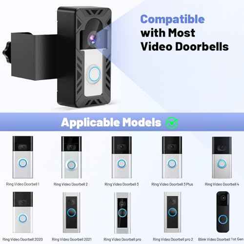Ring Doorbell Mount, Anti-Theft Video Doorbell Mount for Ring/Blink Camera Doorbell, Adjustable Camera Mount Bracket Accessories for Apartment/Home/Business