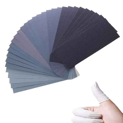 Extra Fine Sand Paper 120 to 20000 High Grit, 22 PCS Sandpaper Sheets with 3 Finger Cots, Assorted Wet Sanding Paper Automotive Sandpaper Assortment, for Car Wood Metal Furniture 9.1 x 3.6'' (22 PCS)