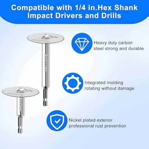 11 PCS Rotary Drill Saw Blades: 6 PCS Mini Circular Saw Blades with 2 PCS 1/4" Hex Shank, 1/8" & 1/4" Round Shanks+ Screwdriver, HSS Small Cutting Discs for Drills Rotary Tools, Inside PVC Pipe Cutter