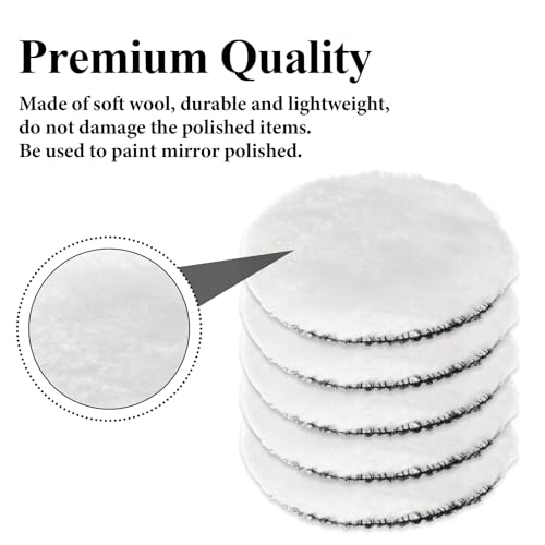 Wool Polishing Buffing Pad Set, 7 Pcs 3 Inch Car Polisher Buffer Drill Attachment with M10 Drill Adapter for Car Polishing Waxing Compound Cutting