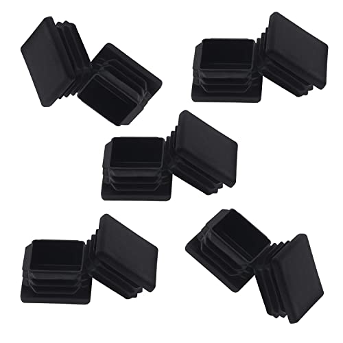2-Inch Square Tubing End Caps Black Plastic Fence Post Covers 10 Pack