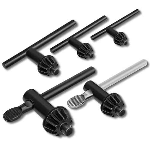 5PCS Drill Chuck Key Wrench 3/4" 5/8" 1/2" 3/8" 1/4" Carbon Steel Heavy Duty Thumb Handle Replacement Drill Clamping Wrench for Electric Drill Clamping Tool