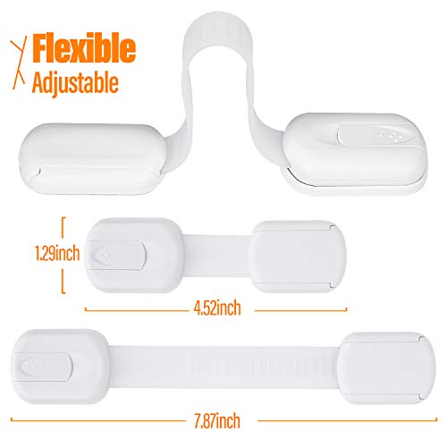 Goodv White Child Safety Cabinet Locks - 10 Pack Baby Proofing Latches for Drawers, Fridge, Oven, Toilet, and More
