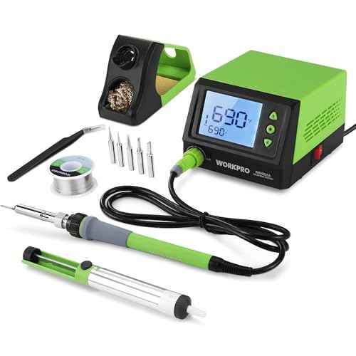 WORKPRO Soldering Station, 60W Soldering Iron Kit with Digital Display and 5 Extra Iron Tips, Precision Temperature Control Solder Station for Electronic Repair, DIY Enthusiasts