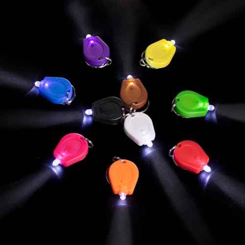 10 Pack Ultra Bright Mini LED Keychain Flashlight, Small Key Ring Flashlight, Portable LED Keychain Light for Outdoor Activities Emergency Light - 10 Colors Shell