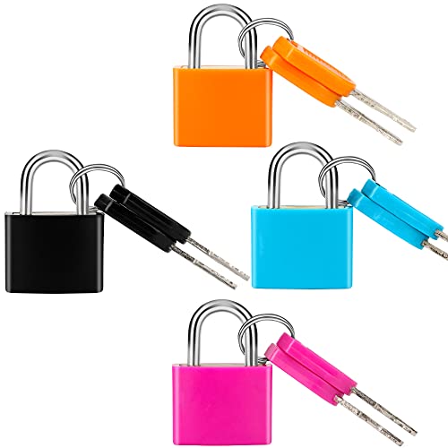 Febwind 4-Piece Multicolor Metal Keyed Suitcase Locks with Keys - Compact & Durable Travel Locks - Variation A