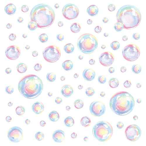 Uonlytech Bubble Wall Decal Stickers, Under The Sea Birthday Party Decor Colour Bubble Ocean Background Water Bath Decor for Mermaid Baby Shower
