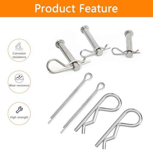 313 Pcs Stainless Steel Cotter Pins Assortment Kit: 166 Hardware Pinss Split Pinss & 147 R Clips Pins Assortment Kit Hairpin Cotter Pin Set, Hitch Pin Clips Set