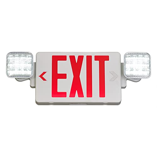 TANLUX White Housing Red Exit Sign with Emergency Lights 1 Pack UL Listed