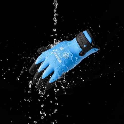 DULFINE 100% Waterproof Winter Work Gloves for Men and Women,Foam Latex Coated and Thermal Insulated Gloves for Cold Weather