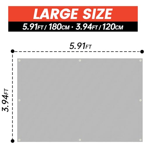 Heavy Duty Welding Blanket, 4x6ft Silicone Coated Fiberglass Welding Curtain with Grommets, Fireproof Insulation Blanket for Industrial Welding Cutting, Multi-use Fire Blankets for Smoker Grill-Grey