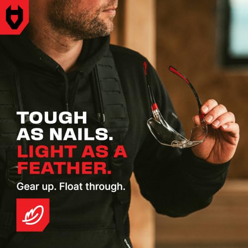 NoCry Safety Glasses Black & Red, Anti-Fog, Scratch-Resistant, ANSI Z87, UV Protection