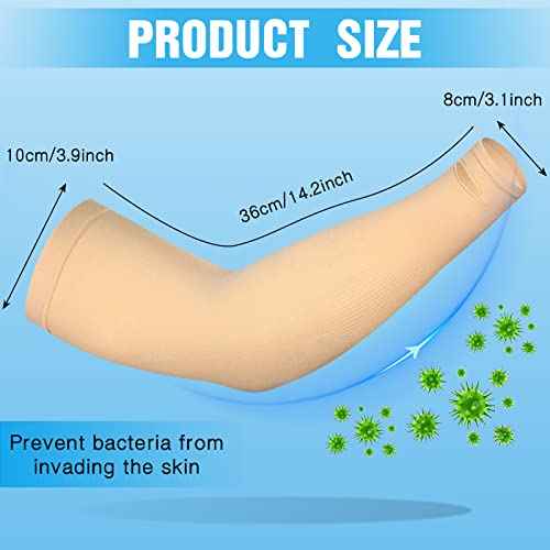 Janmercy 4 Pairs Protective Arm Sleeve for Thin Skin Elderly Skin Protector Sleeve Bruising Abrasions Arm Protection Sleeve(Nude)