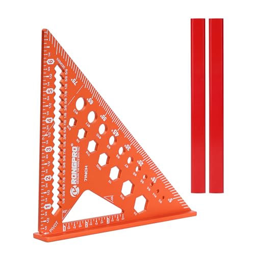 6-in-1 Carpenter Square 7 inch, Aluminum Rafter Square, Multi-Purpose