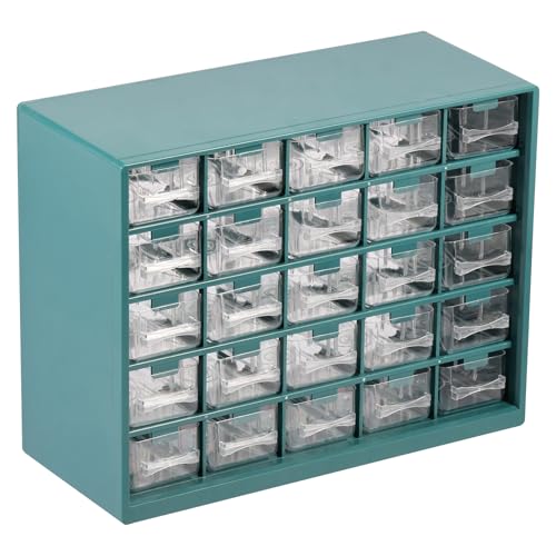 Tzgsonp 25-Drawer Hardware Storage Organizer Cabinet, Dark Green
