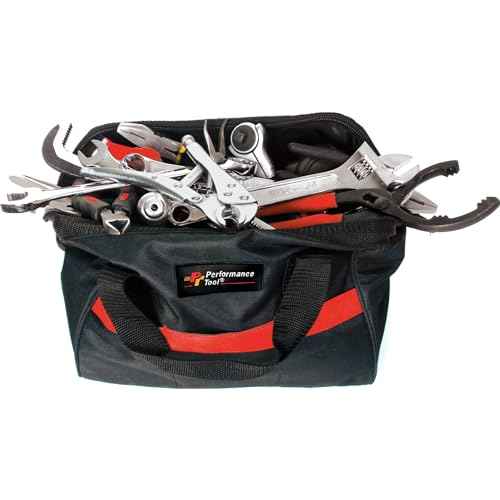Performance Tool W88985 Heavy Duty Tool Pouch with 3 Pockets - 600 Denier Fabric and Reinforced Bottom for Maximum Durability and Easy Access