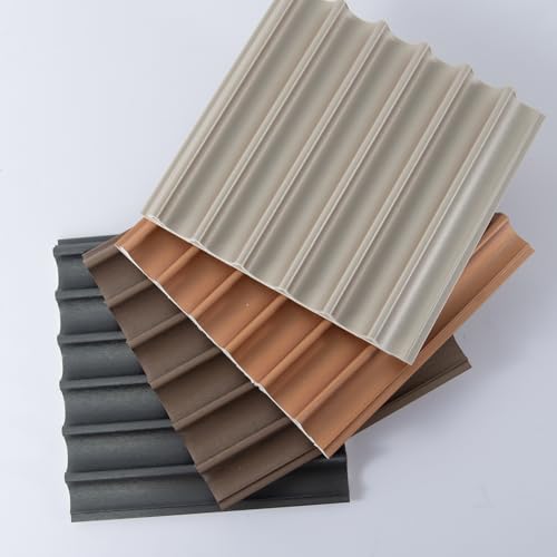 Art3dwallpanels 4 Pack Glossy Metal Finish WPC Soundproof 3D Wall Panels for Interior Wall Decor, Wavy Grain Panel Wall Slats, Sample