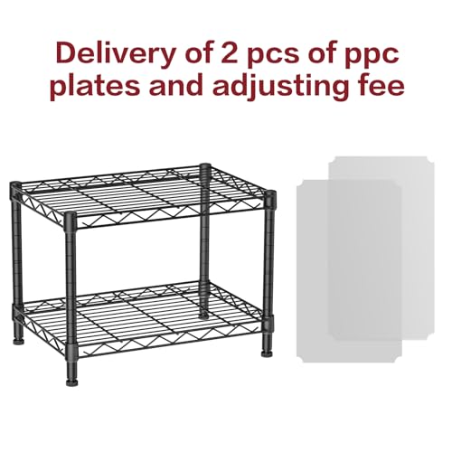 SINGAYE 2-Tier Small Wire Metal Pantry Shelf - Black Under Desk Organizer