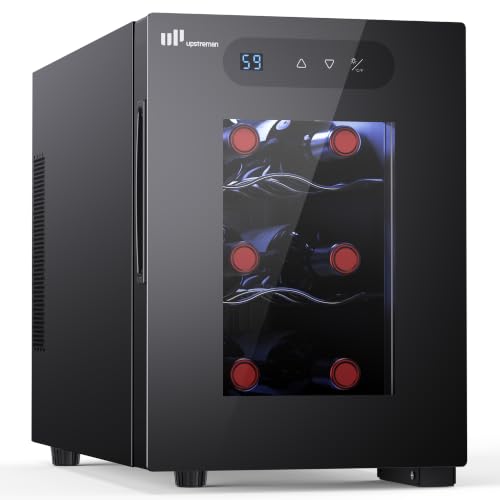 Upstreman 6 Bottle Compact Thermoelectric Wine Cooler - Small Fridge, Model: 6-bottle-0.6 cu.ft