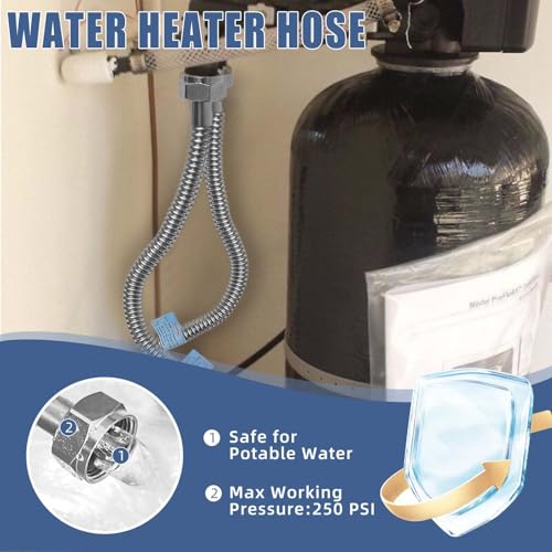 PEVEPEXE 2 Pack 1 Inch FIP Stainless Steel Flexible Water Heater Hose 24" (ID 0.95")