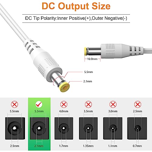 PAUTIX 24V/2A (48W) Power Supply Adapter with US Plug for LED, CCTV, and Devices - White