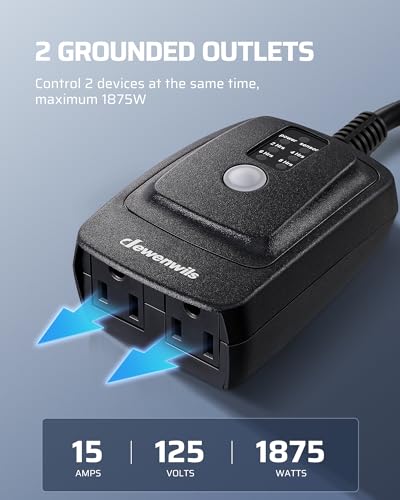 Outdoor Timer with Photocell & Remote Control, 100FT RF Range, Waterproof