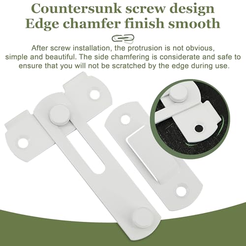 Alise 4-Inch White Steel Gate Latch - Durable Security Door Lock for Barn & Wood Doors, Medium Size