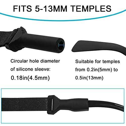 Glasses Strap Sports, No-Tail Adjustable Sunglasses Strap for Kids Men Women, Eye glasses holders around neck£¬Eyewear lanyard£¬Black / 3PCS