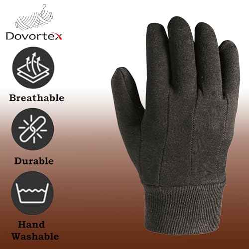 Brown Jersey Gloves ? Large, US Clute Pattern with Knit Wrist Cuff, Jersey Gloves for Men (2 Pairs or 12 Pairs)