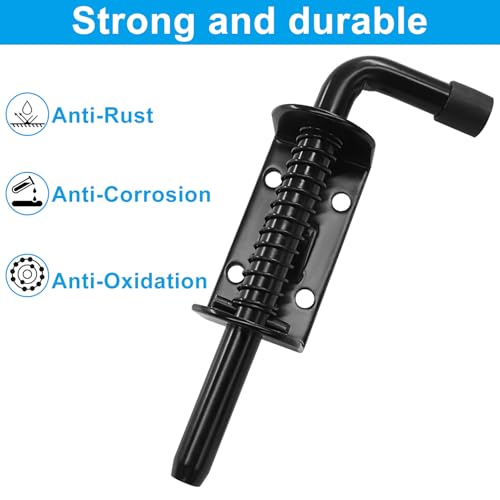 Aoserge 2pcs Black Spring Loaded Barrel Bolt Latch Pin for Doors & Cabinets - Outdoor Hardware