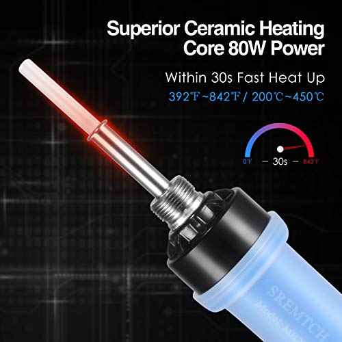 Electronics Soldering Iron Kit, SREMTCH 80W LCD Digital Soldering Gun with Adjustable Temperature Controlled and Fast Heating Ceramic Thermostatic Design, ON-Off Switch 20pcs Solder Kit Welding Tool