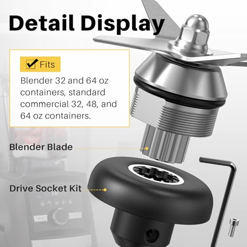 Replacement Kit for Vitamix 5200 Series Blender Blade Assembly with Wrench & Drive Socket (64oz/32oz)