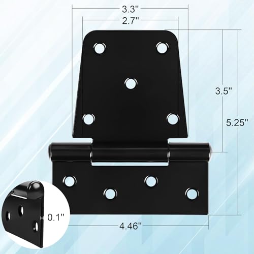 Inchoco Heavy Duty 3.5-Inch Black Gate Hinges 4 Pack - Rust-Resistant Industrial T Hinges for Barn, Shed, Wooden Gates & Fences