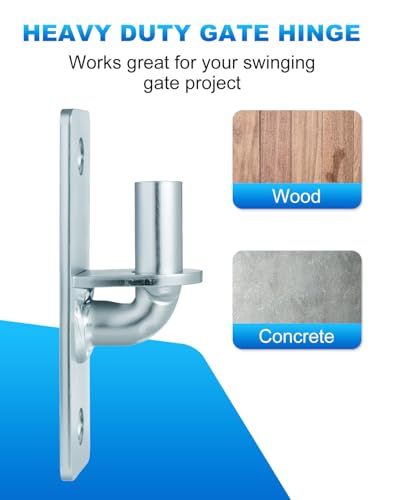 2 Pack Heavy Duty Wall Mount Gate Hinges with 5/8" Pin and Screws - Rust-Resistant Steel