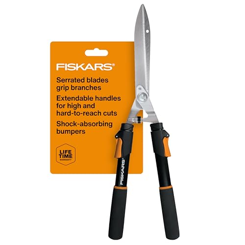 Fiskars 25-33 Inch Power-Lever Extendable Garden Hedge Shears with 10-Inch Blades