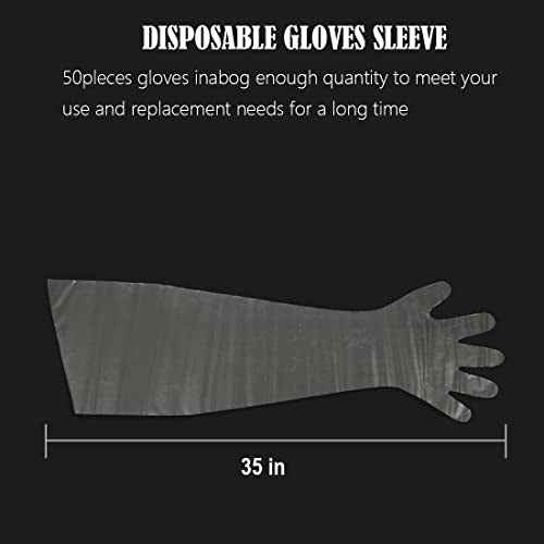 50 Pack Shoulder Length Gloves Veterinary Insemination Rectal Long Gloves Disposable Plastic Palpation Glove 35 Inch Long for Dogs Cattle Horse Gastrointestinal Examination Field Dressing