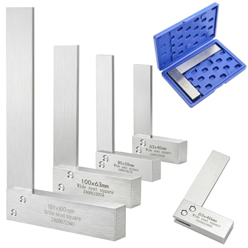 Suwimut Machinist Square Set 2/3/4/6 in - Hardened Steel 90° Ruler Squares
