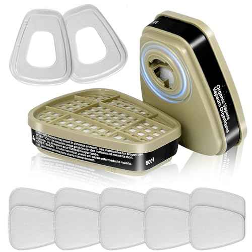(14Pcs) 6001 Respirator Filter Cartridges - 6001 Filters for Half/Full Cover Against Gas/Organic Vapor/Chemical, Replaceable Filters Compatible with 6000, 7000Series Respirator(Black)