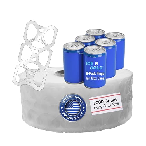 6-Pack Rings (1000ct Roll) Universal Fit for 12oz Beer/Soda Cans | Ice N Cold