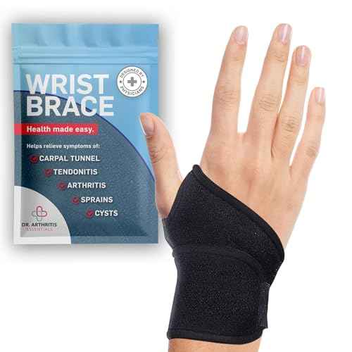 Dr. Arthritis Essentials Wrist Brace for Support & Pain Relief ? Adjustable Wrist Wraps for Stability & Comfort ? Ideal for Recovery, Work, Sports, and Everyday Use (Black Single)