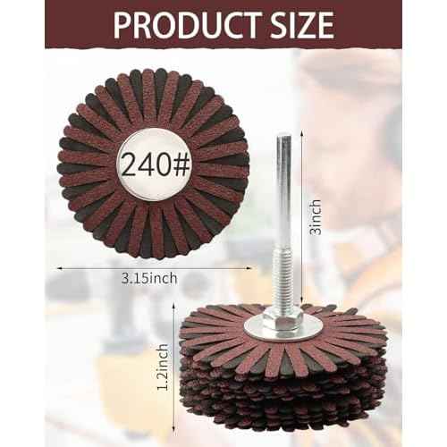 Rocaris 2 Pack Abrasive Flap Wheel - 240# Nylon Sanding Wheel Brush Abrasive Grinding Head with 1/4 Inch Shank for Woodworking Root Carving Furniture Polishing and Removing of Rust/Corrosion/Paint.
